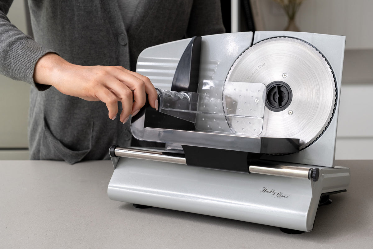 Premium Electric Food Slicer in a kitchen.