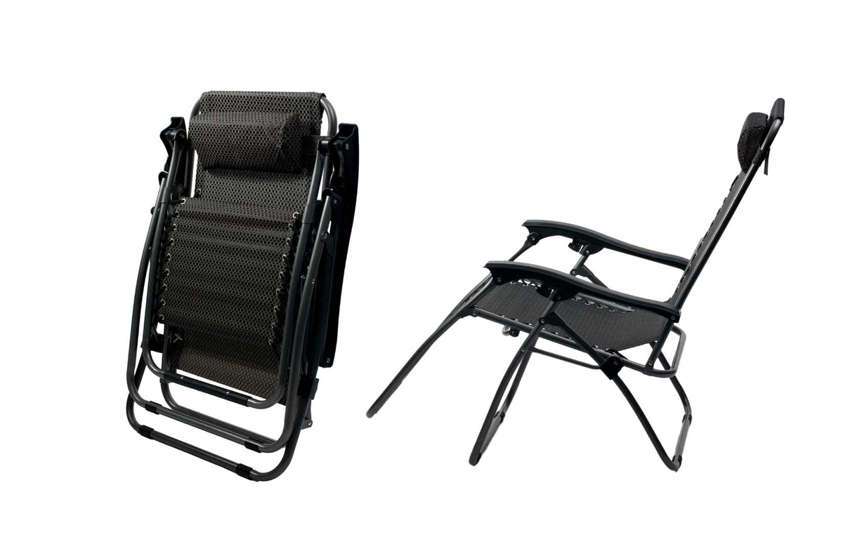 2 Pcs Zero Gravity Folding Reclining Chair (Black)