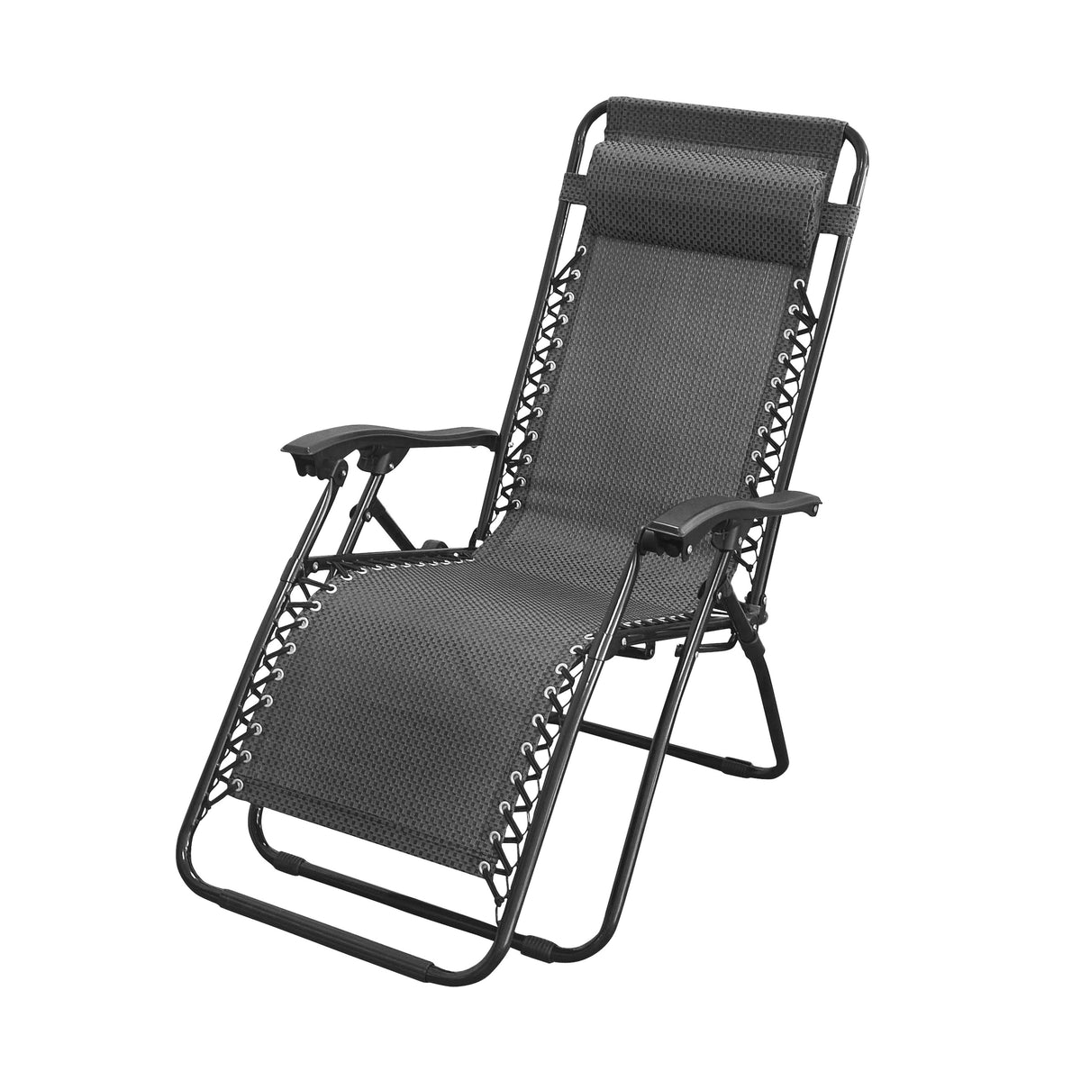 2 Pcs Zero Gravity Folding Reclining Chair (Black)