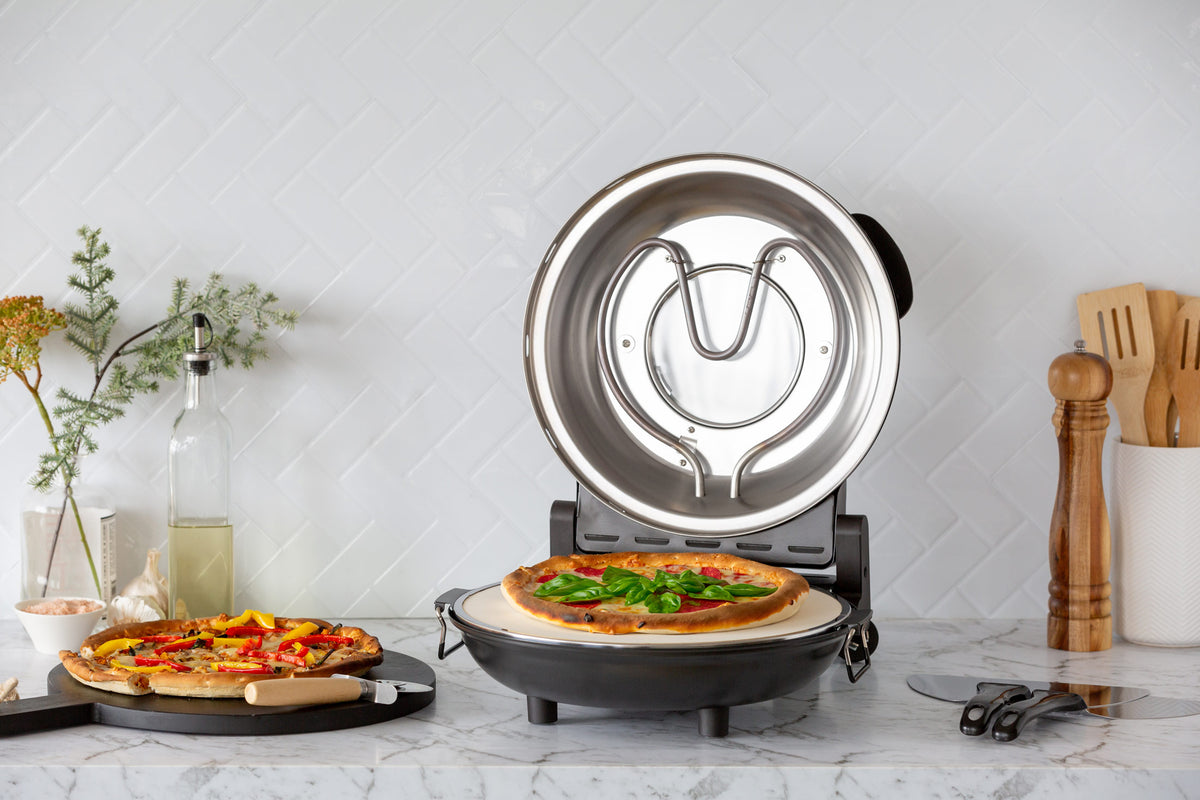 12-inch Pizza Oven with Thermal Control, Timer, Viewing Window and Removable Stone