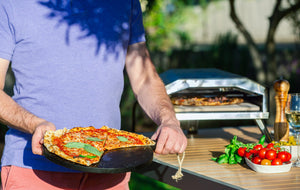Perfect thin crust pizza baked in the Healthy Choice 13" Outdoor Gas Pizza Oven