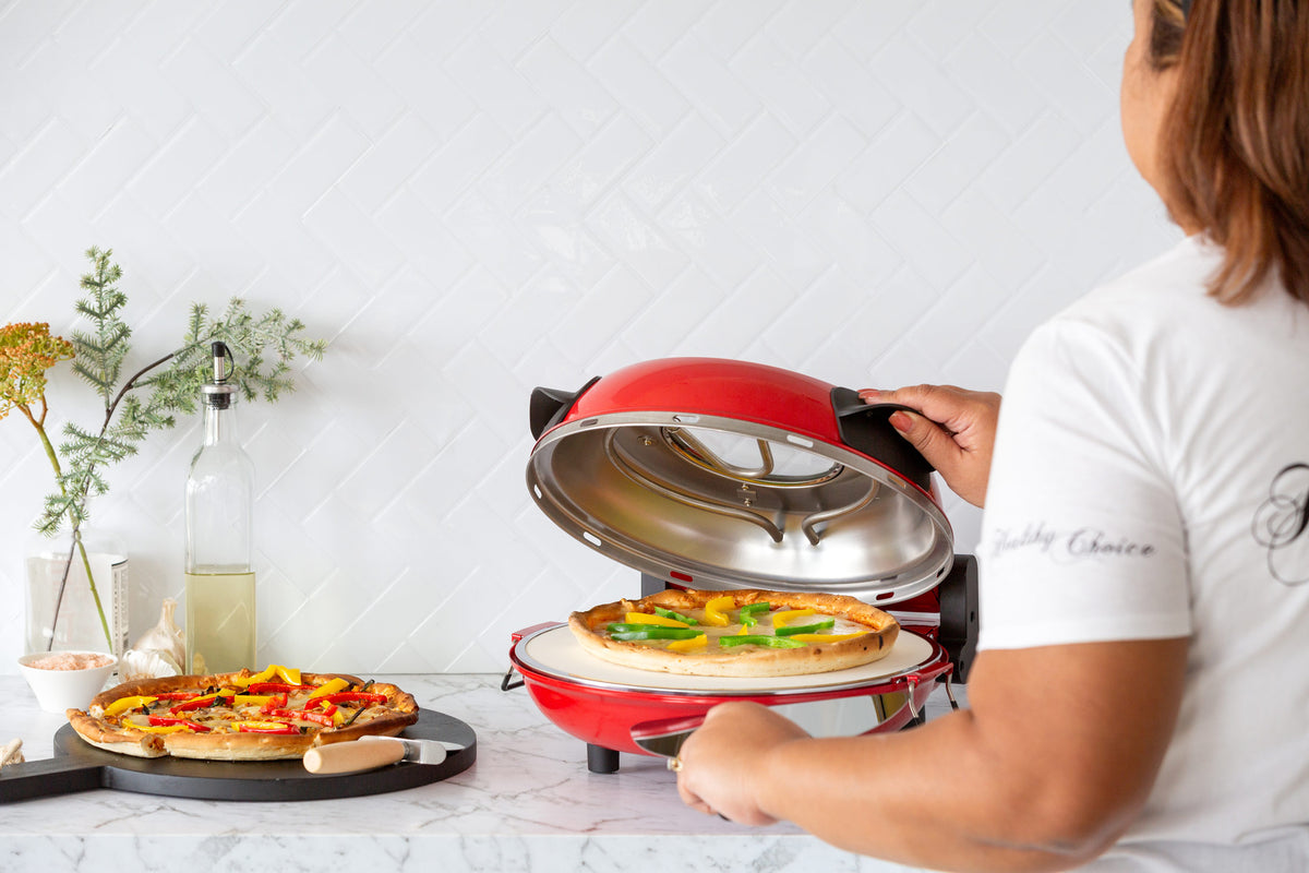 12-inch Pizza Oven with Thermal Control, Timer, Viewing Window and Removable Stone