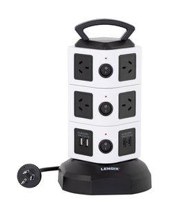 Tower Power Board w/ 10 Outlets + 2x USB-A & 2x USB-C