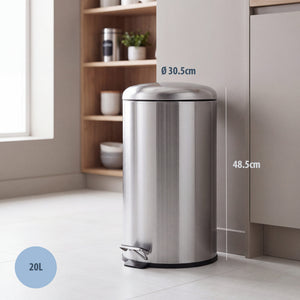20L Pedal Bin with Stainless Steel and Plastic Construction