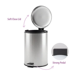 20L Pedal Bin with Stainless Steel and Plastic Construction