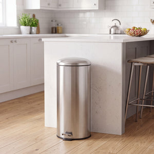 30L Pedal Bin with Stainless Steel and Plastic Construction