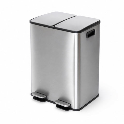 2 x 20L Dual-Compartment Pedal Operation Rubbish Bin with Carbon Filter