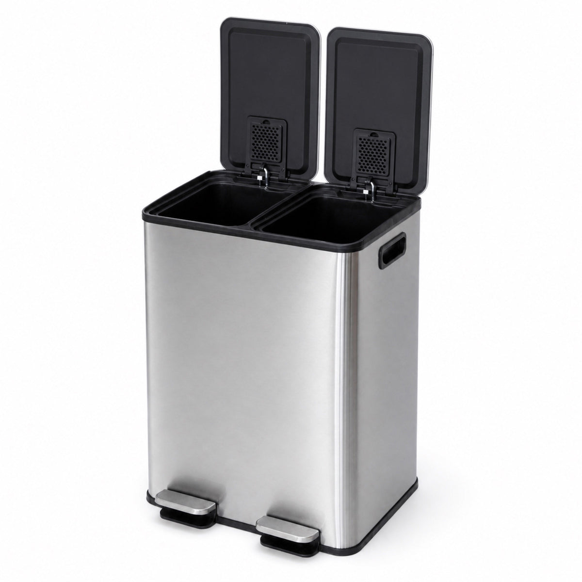 2 x 20L Dual-Compartment Pedal Operation Rubbish Bin with Carbon Filter