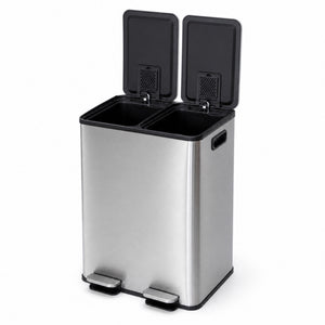 2 x 20L Dual-Compartment Pedal Operation Rubbish Bin with Carbon Filter