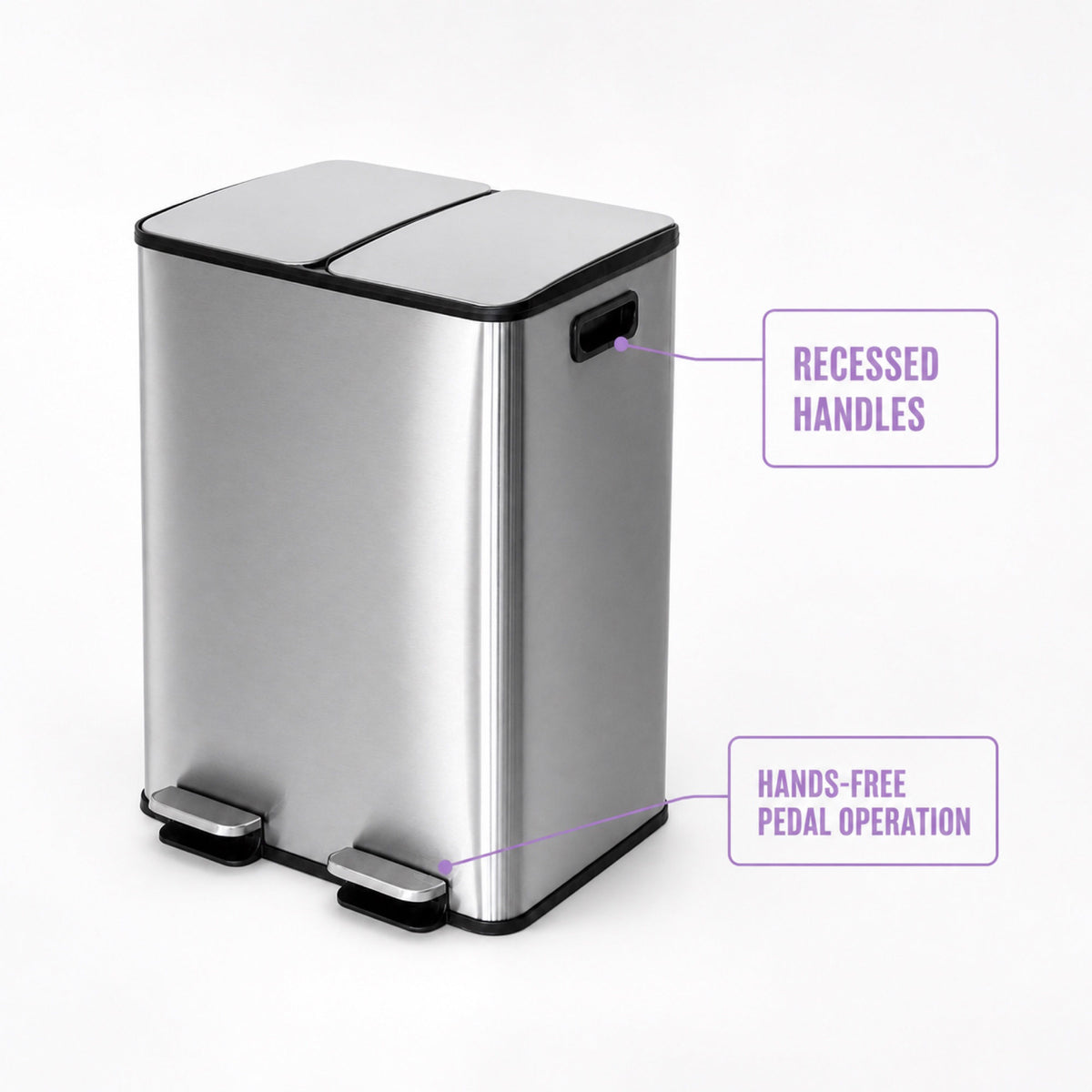 2 x 20L Dual-Compartment Pedal Operation Rubbish Bin with Carbon Filter