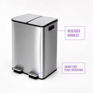 2 x 20L Dual-Compartment Pedal Operation Rubbish Bin with Carbon Filter
