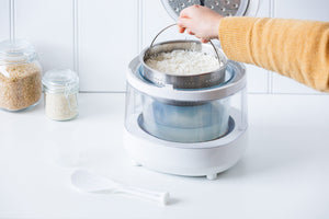 PFAS-Free 5-Cup Glass Rice Cooker with Low Sugar Basket