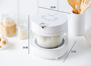 PFAS-Free 5-Cup Glass Rice Cooker with Low Sugar Basket
