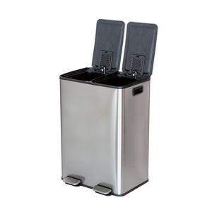 Stainless Steel Dual Compartment, 2 x 30L, Rubbish Bin