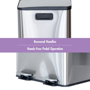 Stainless Steel Dual Compartment, 2 x 30L, Rubbish Bin