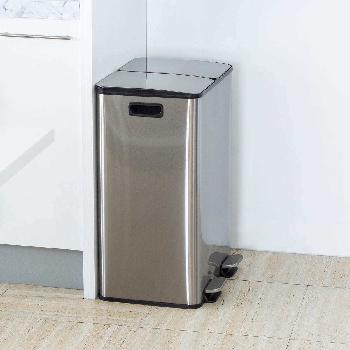 Stainless Steel Dual Compartment, 2 x 30L, Rubbish Bin