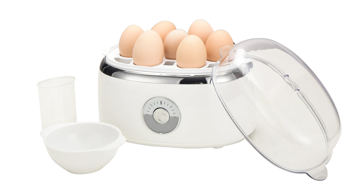 Electric Egg Steamer with 7 eggs and accessories.