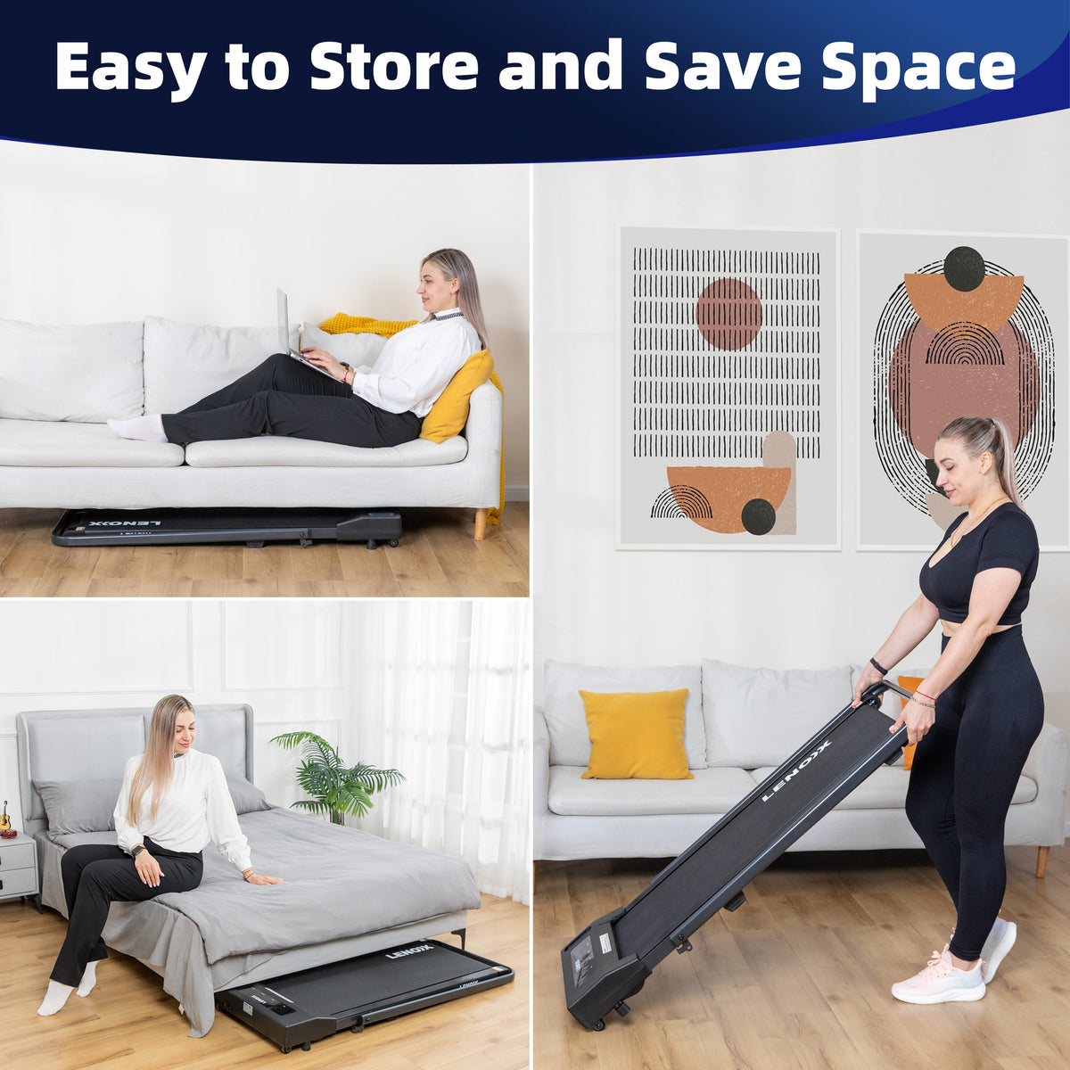 2HP Walking Pad Treadmill w/ Remote, Foldable Handrail, and Tablet Holder
