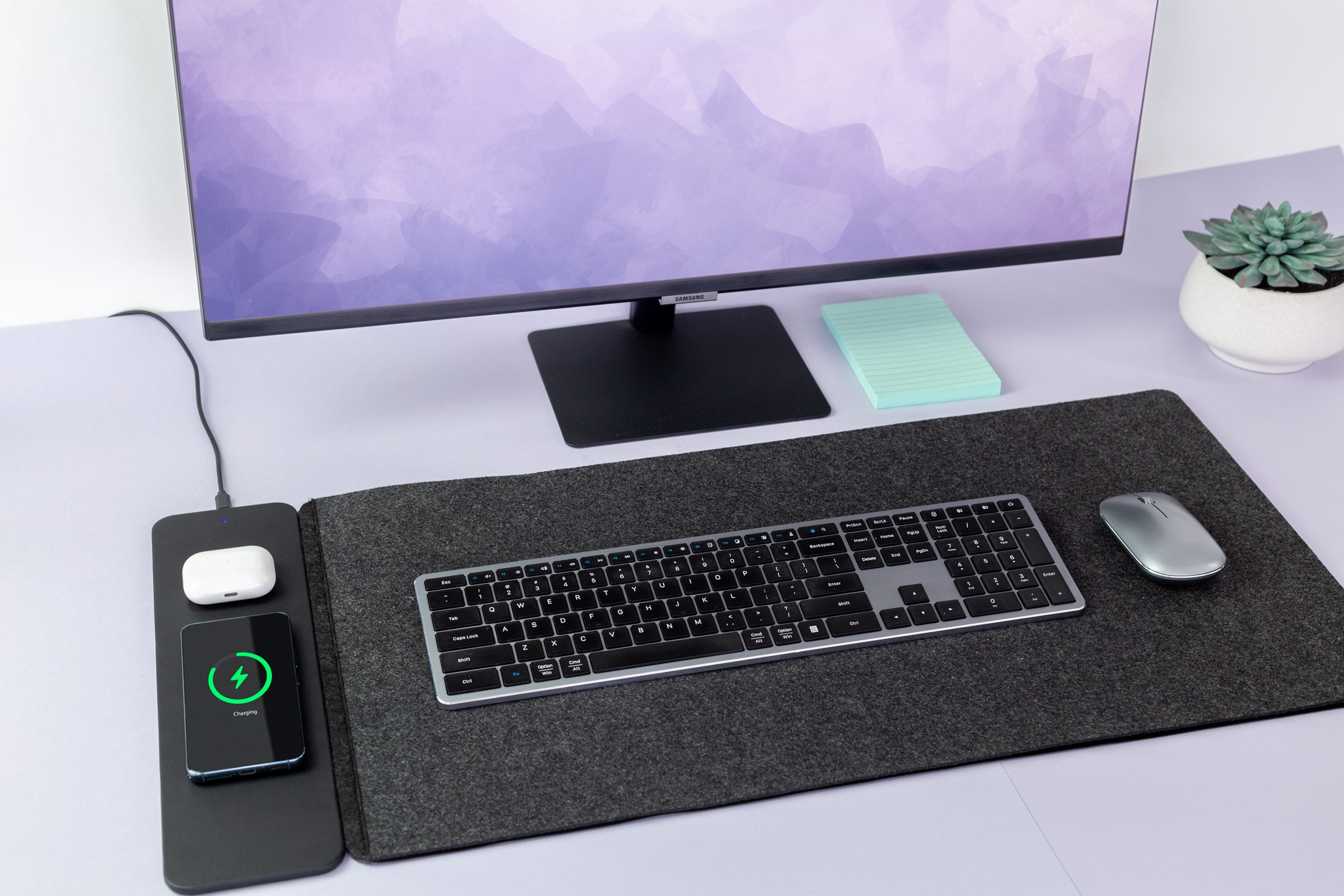 Reversible Wireless Fast Charging Desktop Mat for Smartphones and Earb ...