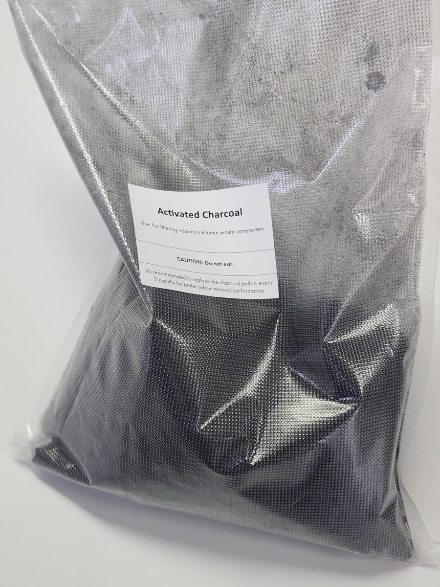 Activated charcoal filter refill in a clear package.
