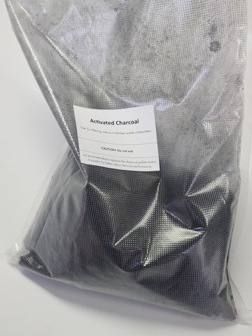 Activated charcoal filter refill in a clear package.
