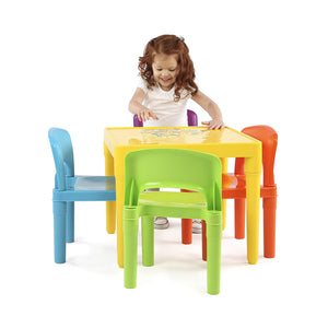Kids Plastic 5-Piece Table & 4 Chairs Set (Multicoloured)