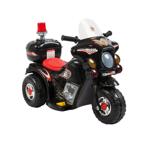 Angle view of the black Children's Electric Ride-on Motorcycle.