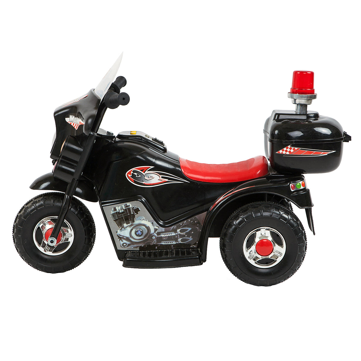Side view of the Black Children's Electric Ride-on Motorcycle