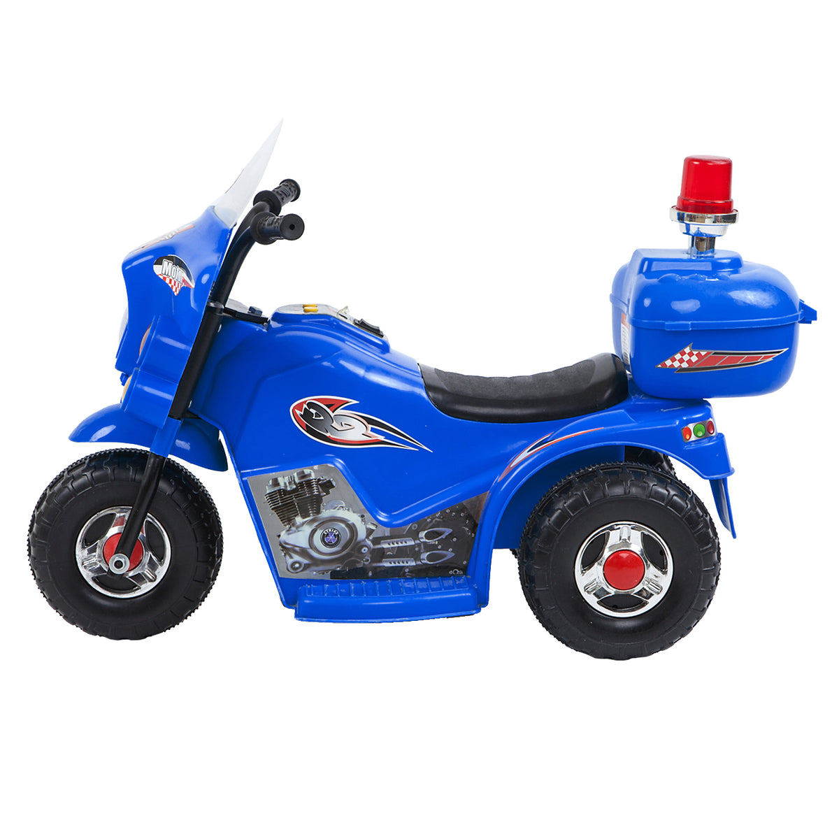 Side view of the blue Children's Electric Ride-on Motorcycle.