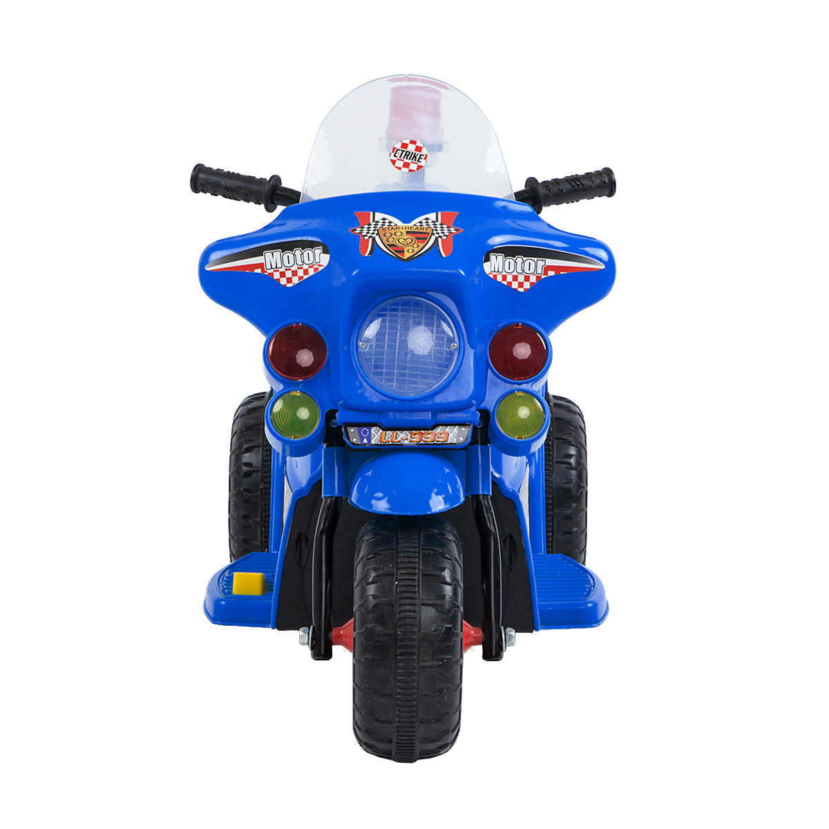 Front view of the blue Children's Electric Ride-on Motorcycle.