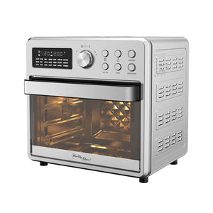 Angle view of the AF1600 16L Stainless Steel Air Fryer Convection Oven on white background.