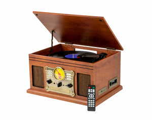 Vinyl, Bluetooth + CD Player in 1 Retro Music Centre with a remote