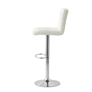 2 Tall Back Padded Leather Barstools (White), 90-110cm