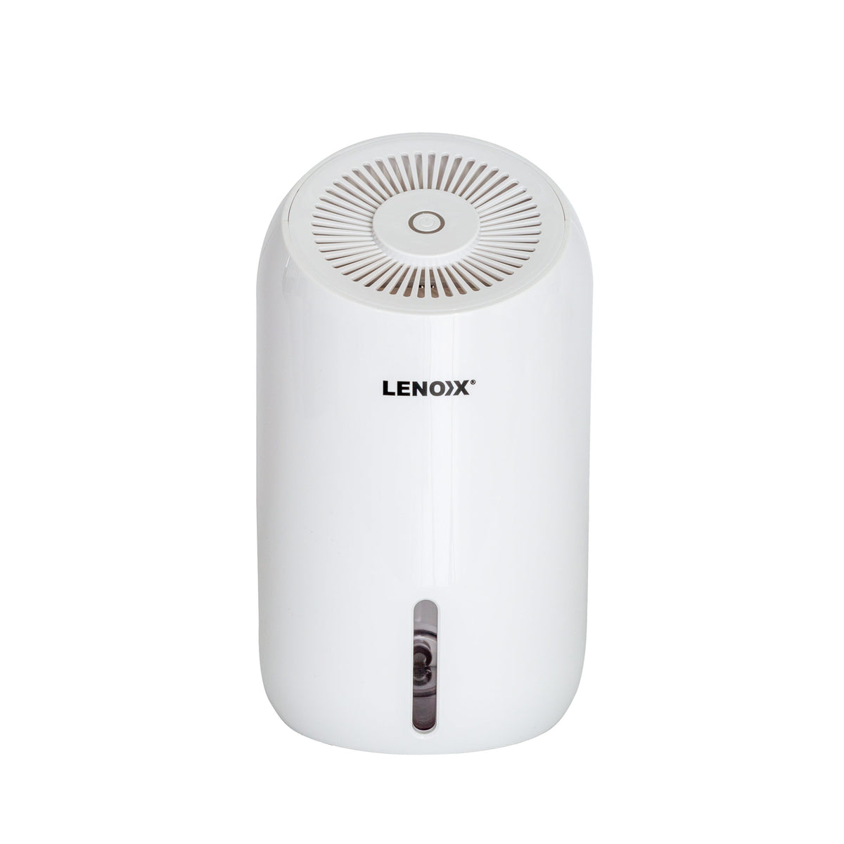 Front view of the white Thermo-Electric Peltier Dehumidifier with Lenoxx logo.