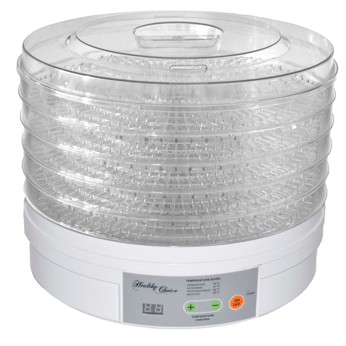Front view of the round food dehydrator.