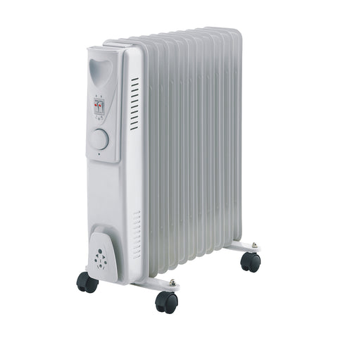 11-Fin oil free-standing heater with 3 heat settings & wheels.