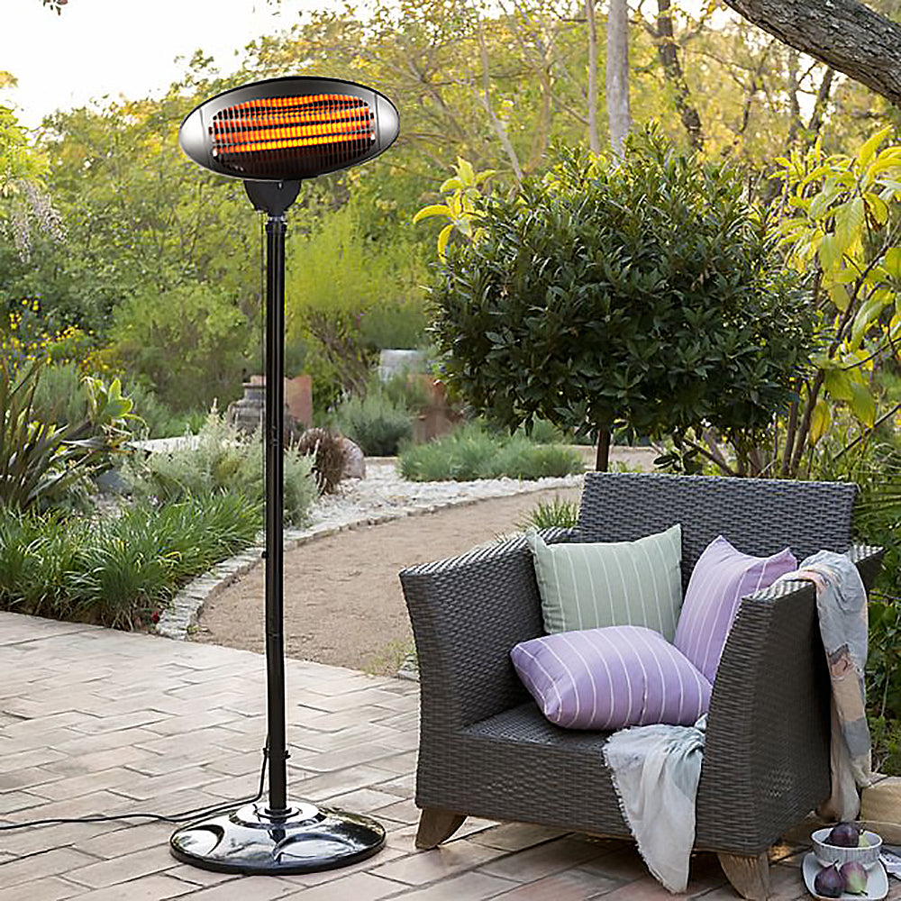 2000W 2.1m Free Standing Adjustable Portable Outdoor Electric Patio Heater Black