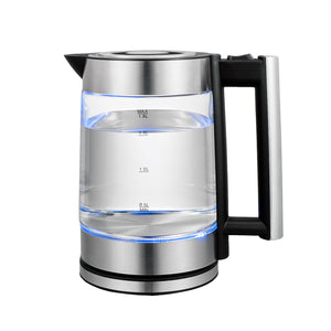 Healthy Choice 1.8L Cordless Glass Kettle, Stainless Steel, 1.8L, Blue LED