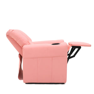 Pink Kids Recliner Chair with Footrest & Cup Holder