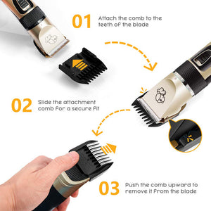Description of how to use pet grooming clippers.