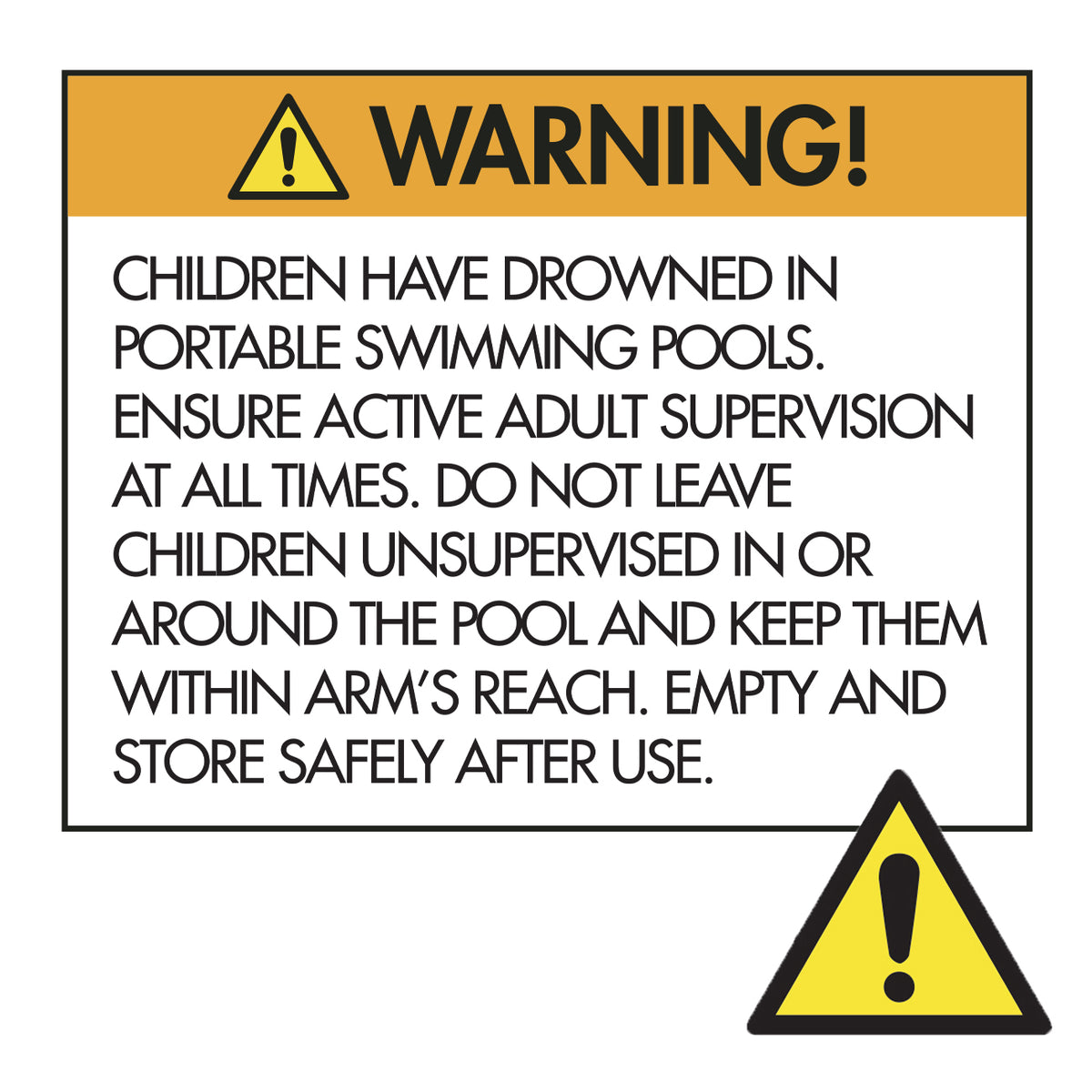 Warning label of the Children's Tug Boat Play Pool.