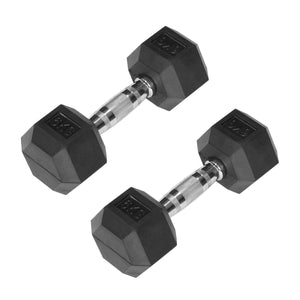 2-Piece 6kg Rubber Hex Dumbbell Gym Set for Exercising