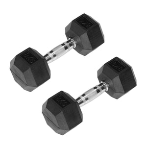 2-Piece 8kg Rubber Hex Dumbbell Gym Set for Exercising