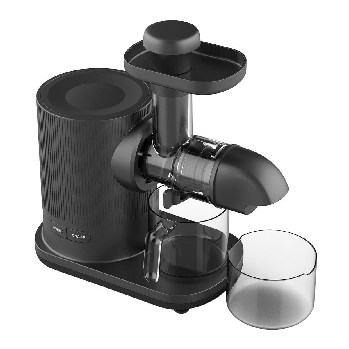 Top view of the Cold Press Slow Juicer with 500ml juice & pulp containers.