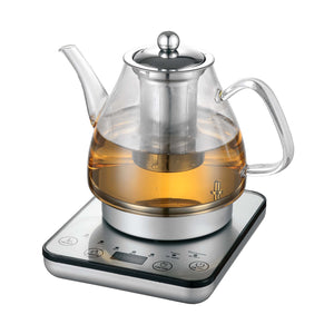 Digital Glass Kettle w/ Electric Tea Pot & Infuser on white background