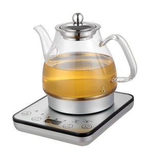 Digital Glass Kettle w/ Electric Tea Pot & Infuser with tea inside.