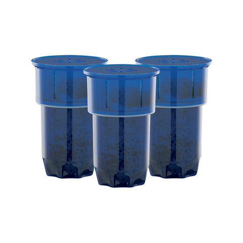 3 blue replacement water filters for bench top water filter.