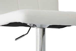 2 Leather Barstools (White) w/ Adjustable Height, 63-85cm